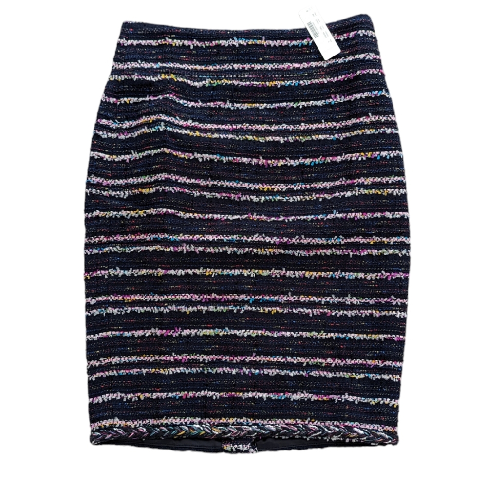 J Crew Pencil Skirt No.2 Navy Party Tweed Straight Lined Knee Length Blue 4